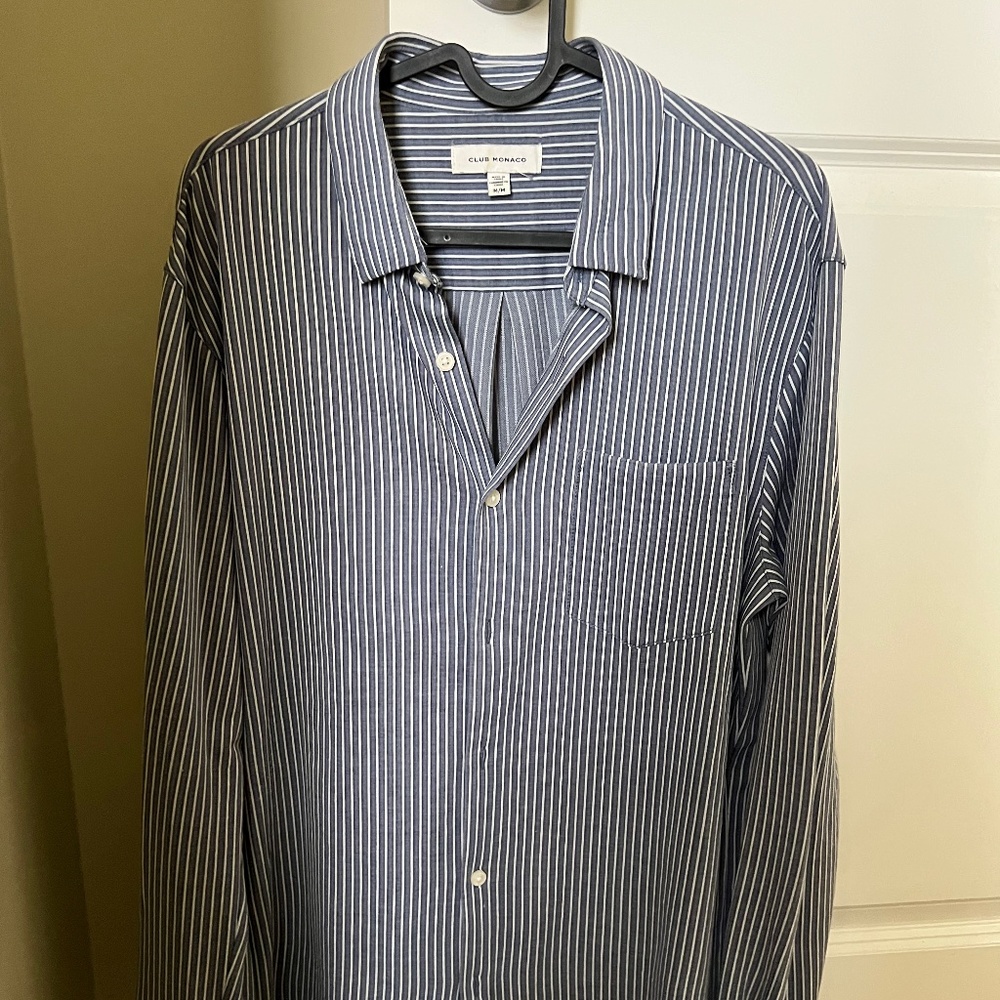 Club Monaco blue striped dress shirt